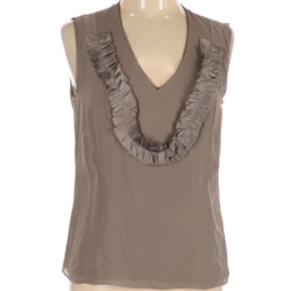 lida baday Tops - 100% Silk Lida Baday Taupe Sleeveless Top Sz 10 <30”> ^24”v EUC🏈